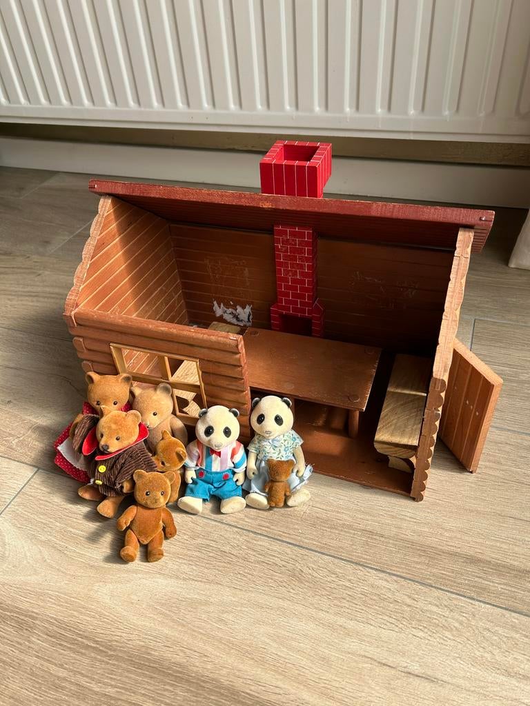 Vintage Sylvanian Families Bear Forest-set, Gebruikt, Overige merken, Overige karakters, Beer