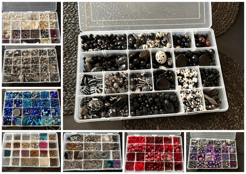 Grote partij glas kralen, metalen beads, draad, sluitingen, Ophalen, Zo goed als nieuw, Kraal