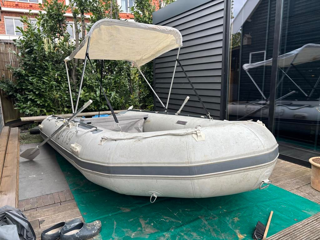 Rubberboot 4,20 meter met 25 pk– compleet vaarklaar!, Watersport en Boten, Rubberboten, Gebruikt, Benzine, Ophalen