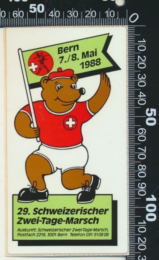 Sticker: Schweizerischer Zwei Tage Marsch 1988, Verzamelen, Ophalen of Verzenden, Zo goed als nieuw, Sport
