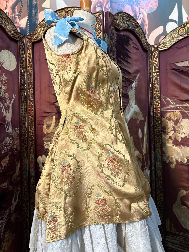 Antiek gilet in damast zijde Versailles Markiezin, Ophalen of Verzenden, Dames