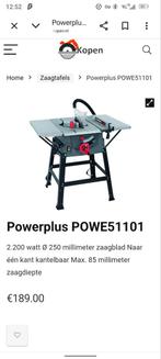 Zaagtafel PowerPlus POWE51101 - 2200W, 250mm zaagblad, Gebruikt, Cirkelzaag, 70 mm of meer, Ophalen of Verzenden