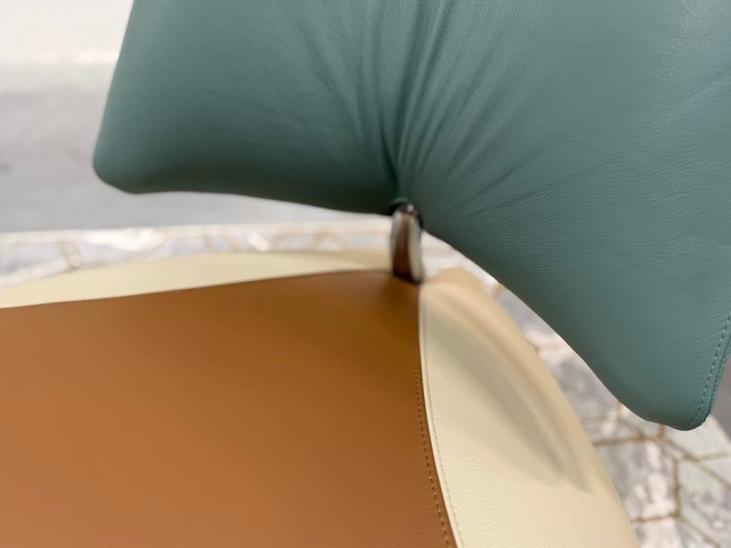 Nieuw Leolux Pallone Fauteuil leer camel blauw design stoel, Nieuw, Ophalen of Verzenden, 50 tot 75 cm, Harvink Jori Rolf Benz Design on Stock Eyye Montis Evidence