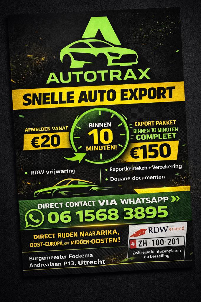 AUTOTRAX – SNELLE AUTO EXPORT BINNEN 10 MINUTEN, Ophalen of Verzenden, Nieuw, Reclamebord