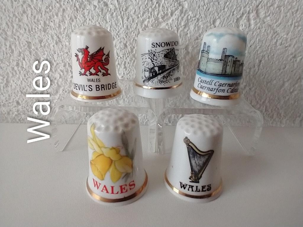 Wales een serie mooie vingerhoedjes van porselein, Verzamelen, Vingerhoedjes, Ophalen of Verzenden, Zo goed als nieuw, Porselein