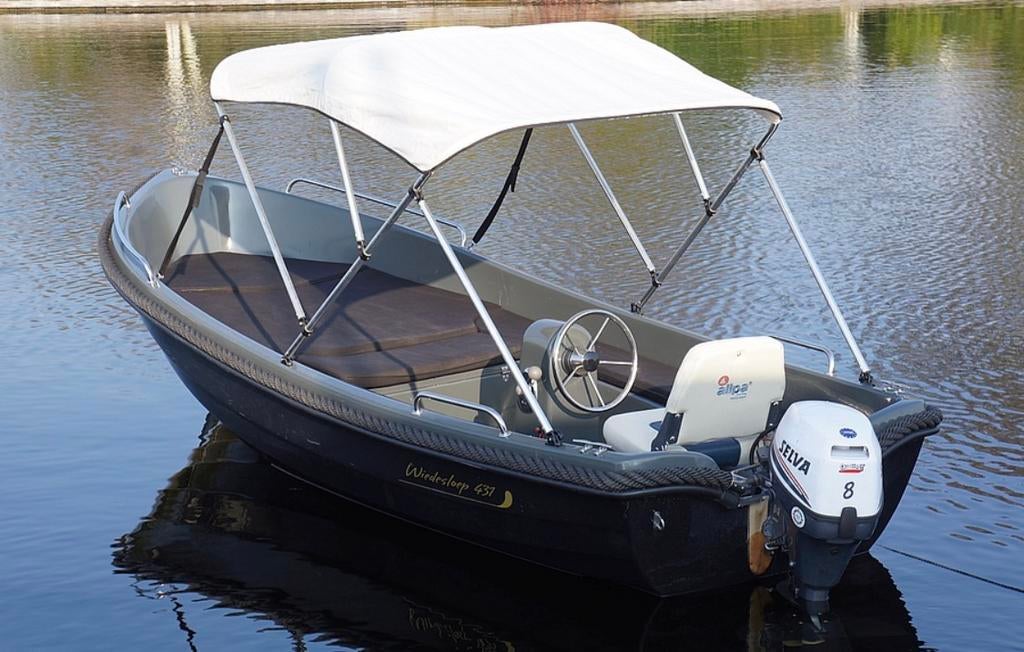 Wiedesloep 431 Selva 8pk, zonnedek, biminitop en trailer, Ophalen, Tot 10 pk, Zo goed als nieuw, 3 tot 6 meter