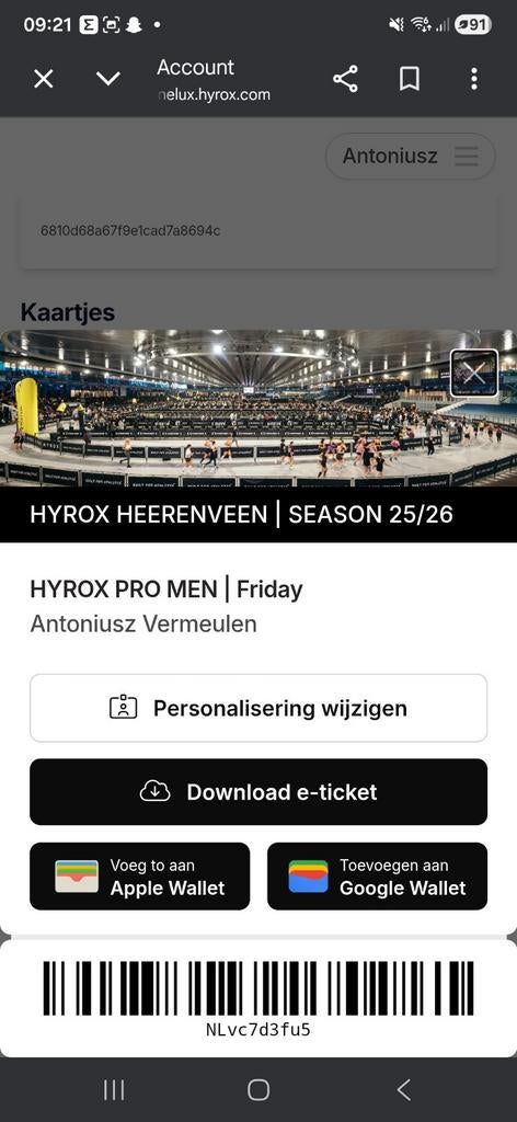Hyrox heerenveen pro men 15 mei vrijdag, Losse kaart, Eén persoon, Mei