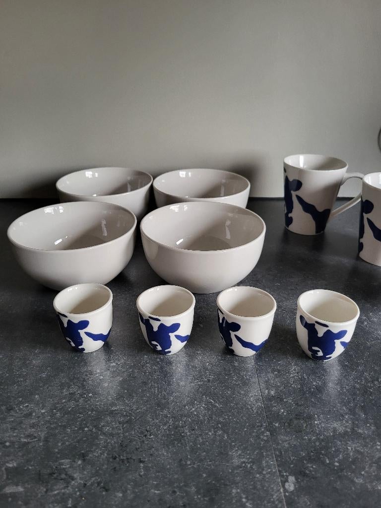 Schaaljes Bekers eierdopjes Friesland Campina, Gebruikt, Overige typen, Ophalen of Verzenden, Overige stijlen