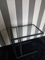 Bijzettafel glas metaal, Huis en Inrichting, Tafels | Bijzettafels, Minder dan 55 cm, Rond, Glas, Ophalen