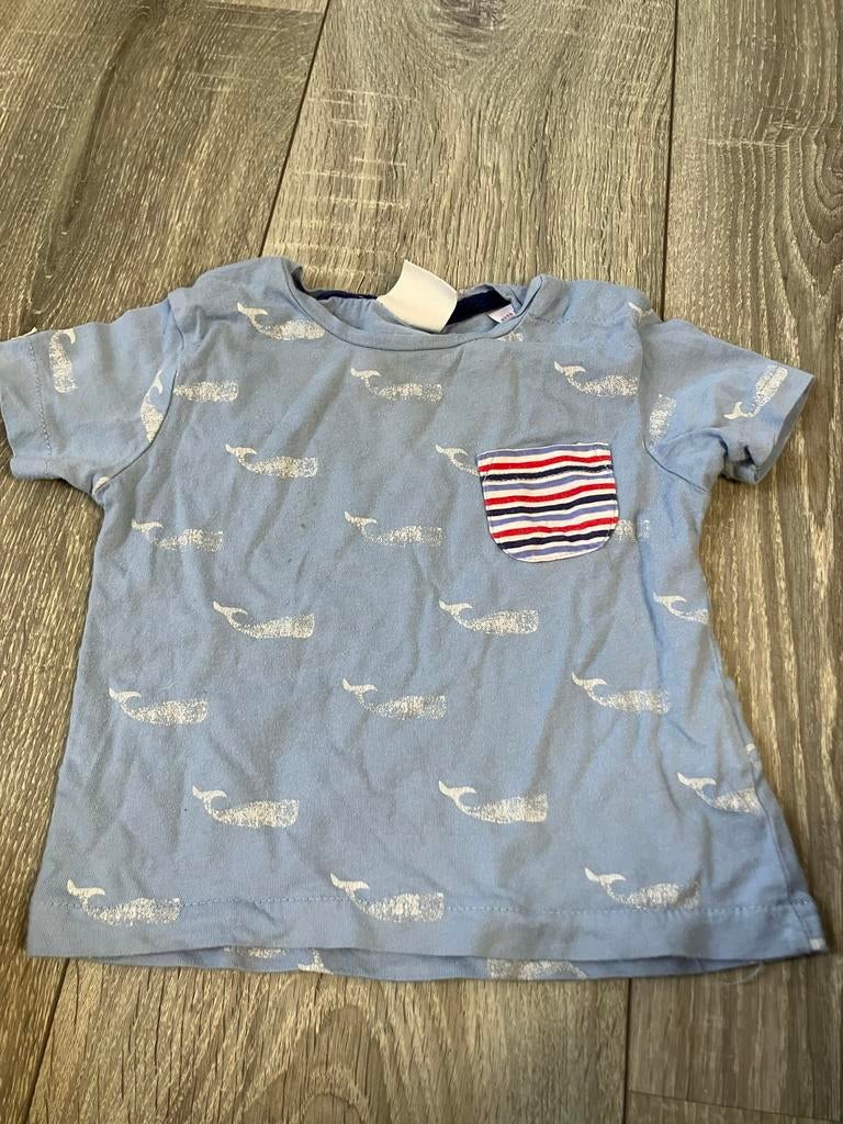 Babyboy T-shirt met walvisprint - Maat 68 (3-6 maanden), Kinderen en Baby's, Babykleding | Maat 68, Ophalen of Verzenden, Gebruikt