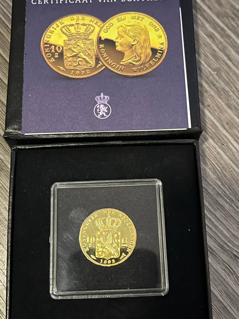 Gouden 10 Gulden 1892 Wilhelmina Naslag maar wel heel mooi., Koningin Wilhelmina, Losse munt, 10 gulden, Goud