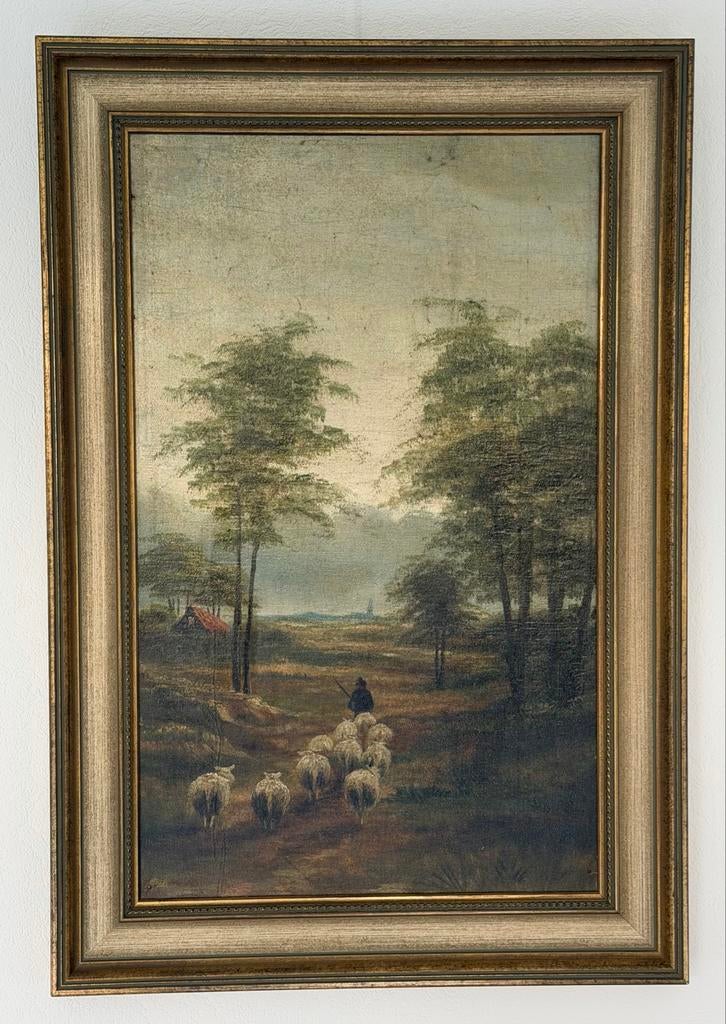 Schilderij van Jan Evert Morel - Herder met schapen, Ophalen