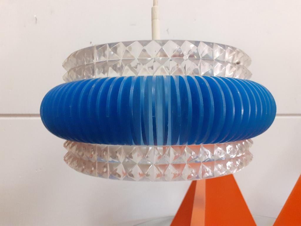 jaren 70 design kunststof hanglamp 32 cm space age retro, Huis en Inrichting, Lampen | Hanglampen, Gebruikt, ?, Glas, Minder dan 50 cm