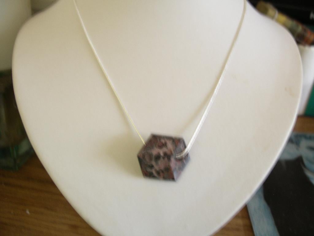 Een Zilveren ketting met Leopard Jaspis edelstenen Hanger, Verzenden, Zilver, Hanger, Met edelsteen