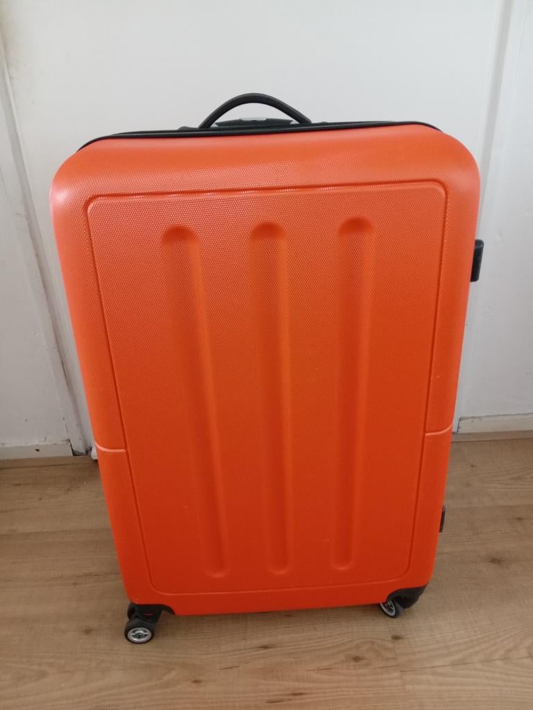 Decent Neon-Fix Spinner 76 oranje trolley rolkoffer, Ophalen, Wieltjes, Gebruikt, Hard kunststof