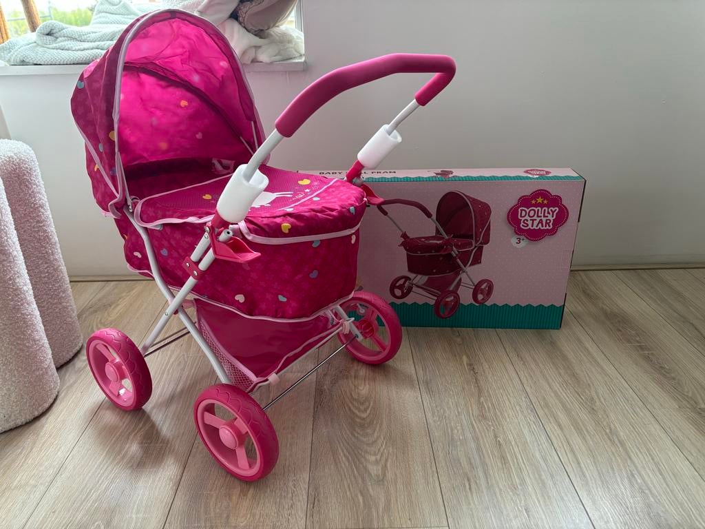 Roze poppenwagen Dolly Star, Verzenden, Zo goed als nieuw, Overige typen