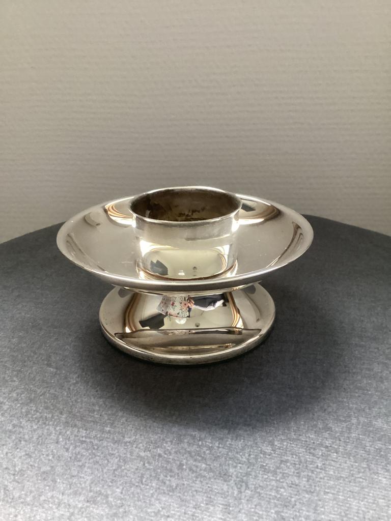 Vintage / retro - mooie kandelaar - verzilverd -, Ophalen of Verzenden, Zilver