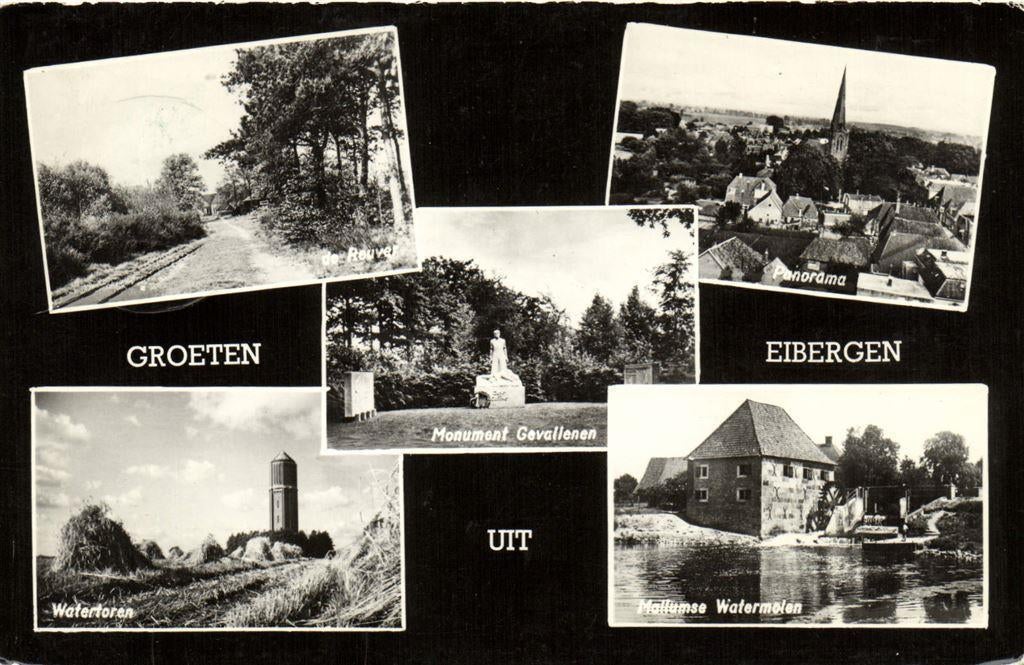 Groeten uit Eibergen - 5 afb o.a. Watertoren - 1972 gelopen, Verzamelen, Ansichtkaarten | Nederland, Ophalen of Verzenden, Voor 1920