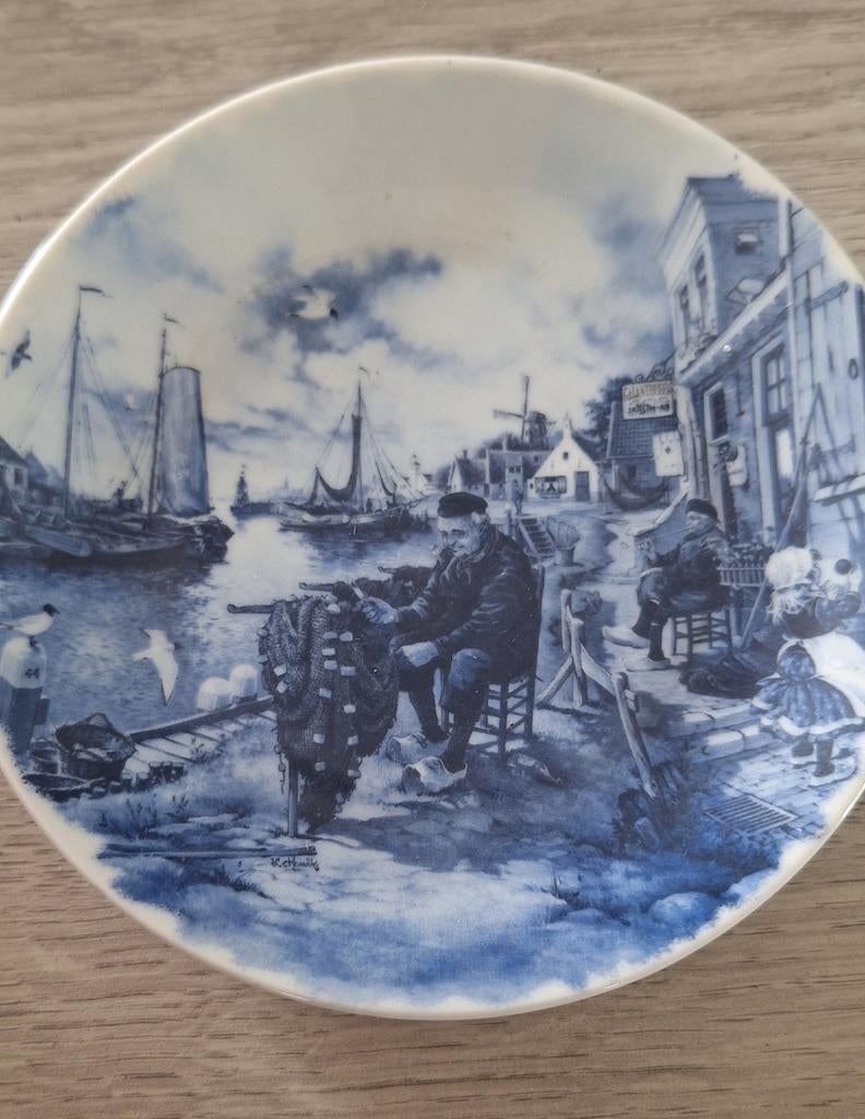 Delftsblauw bord 'Haven - Visserij' delfs blauw, Ophalen of Verzenden