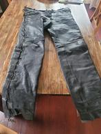 Leren motorbroek met veters motorbroek maat 38 gebruikt, Ophalen, Zwart