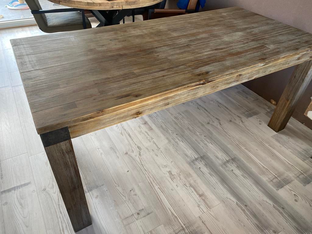 Acacia houten eettafel, Ophalen, Zo goed als nieuw, 75 m² of meer, Laminaat