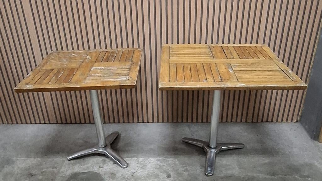 12 x Klaptafels hout metaal terrastafels horeca tafels cafe, Ophalen of Verzenden, Zo goed als nieuw, 75 cm of meer, 60 cm of meer