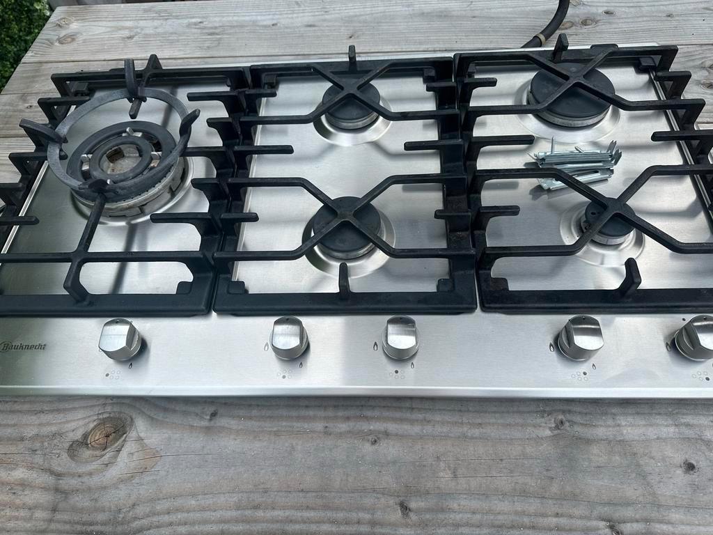 Bauknecht gaskookplaat met wokbrander - 5 pitten, Ophalen, Gebruikt, Inbouw, Gas