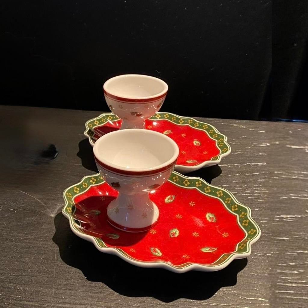 Villeroy & Boch Winter Bakery 2.Eierdopjes.+.2.Onderbordjes, Ophalen of Verzenden, Nieuw