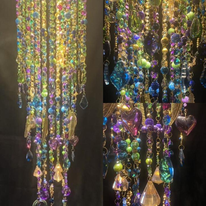 Unieke lamp, custom made, exclusief plafondlamp 100cm. VdlM, Huis en Inrichting, Lampen | Hanglampen, Nieuw, 75 cm of meer, Glas