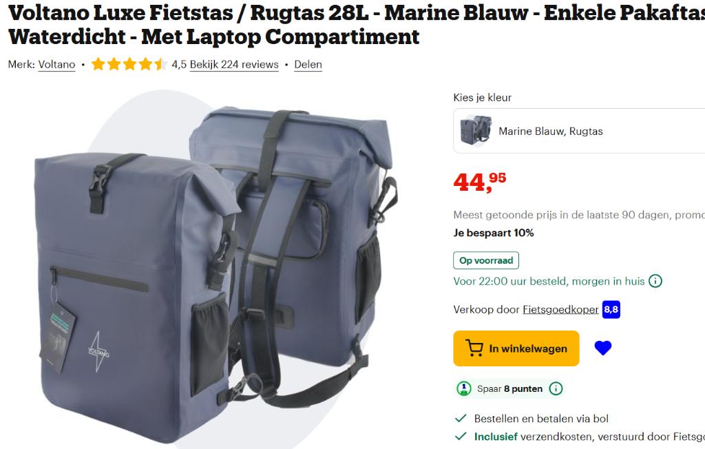 Fietstas (incl rugtas), Fietsen en Brommers, Fietsaccessoires | Fietstassen, Ophalen, Nieuw