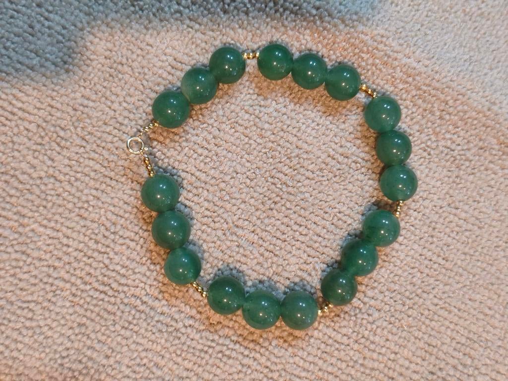 Armband jade 18 karaat, Sieraden, Tassen en Uiterlijk, Armbanden, Ophalen of Verzenden, Zo goed als nieuw, Met edelsteen, Goud