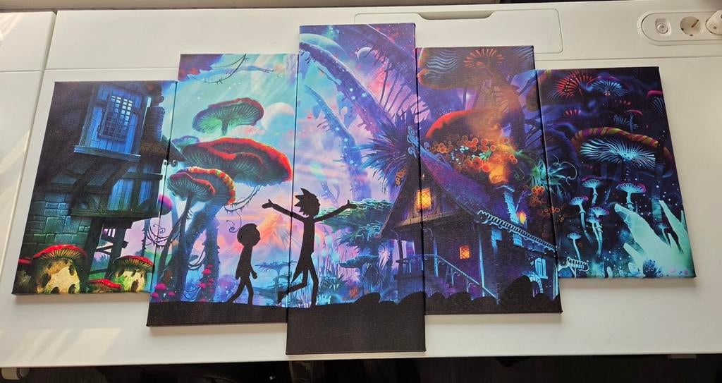Rick and Morty Canvas Schilderij - 5-delig, Ophalen