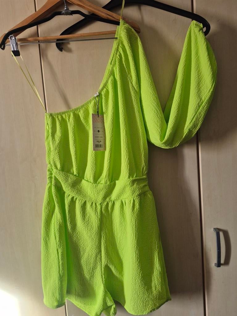 Neon Gele Playsuit met Eén Schouder - My Jewellery Maat M, Maat 38/40 (M), My Jewellery, Geel, Nieuw