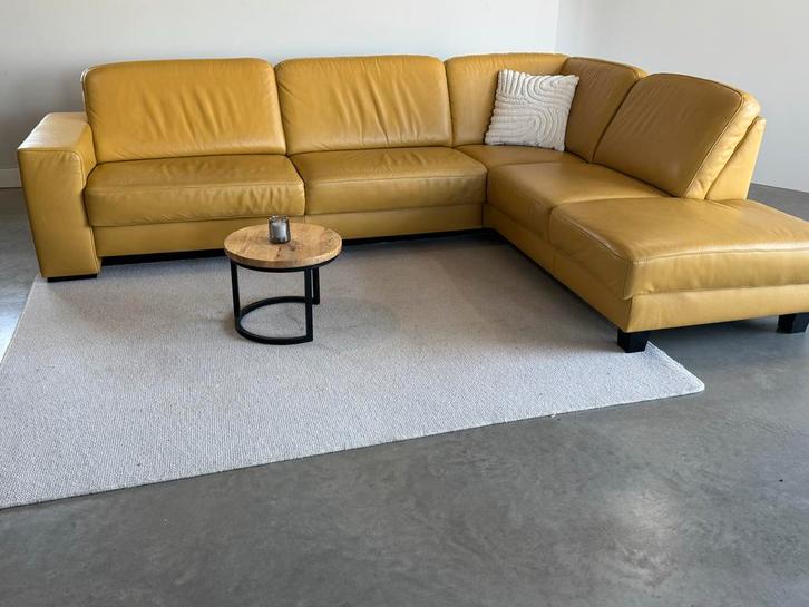 Mooie vol leren hoekbank - Zeer goede staat, direct af te ha, Huis en Inrichting, Banken | Bankstellen, Zo goed als nieuw, Hoekbank