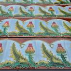 16 art nouveau wandtegels distel, blauwe achtergrond, Ophalen