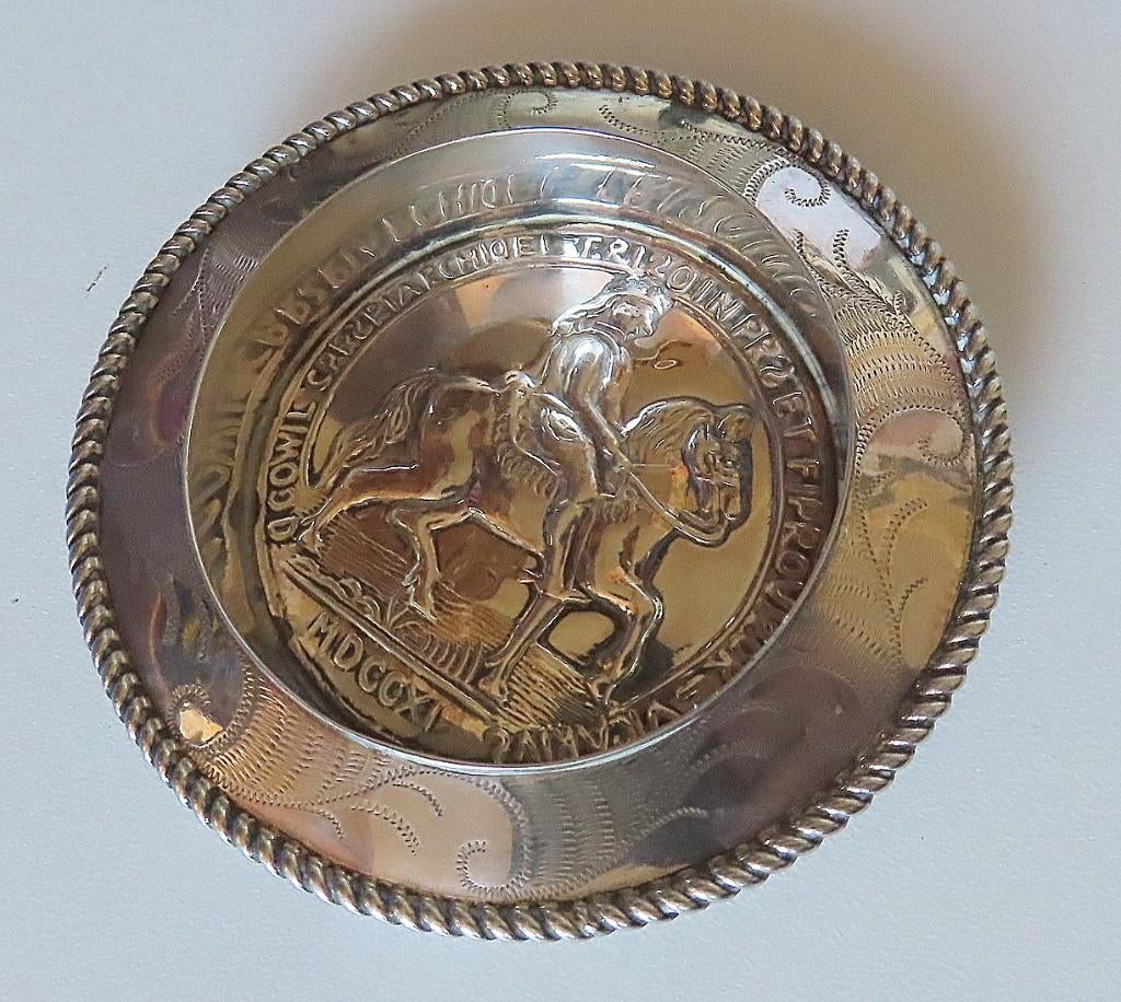 Uit inboedel: Antieke zilveren broekstuk vermaakt naar schaa, Antiek en Kunst, Verzenden, Zilver