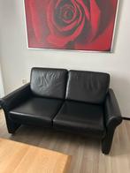 Leren zwarte bankstel: 1-zits, 2-zits en 3-zits bank, Huis en Inrichting, Banken | Bankstellen, Ophalen, Gebruikt, 150 tot 200 cm