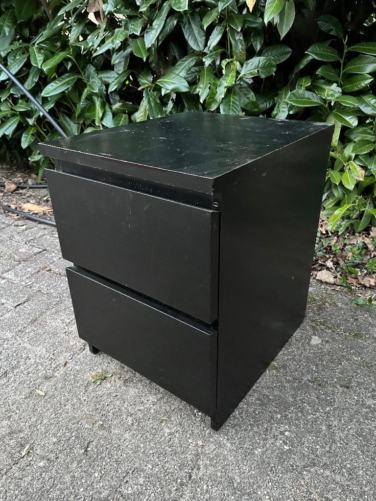 nachtkastje zwart ikea malm ladekast, Huis en Inrichting, Gebruikt, Minder dan 45 cm, Hout, 55 tot 70 cm