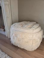 Boho ibiza poef beige geweven, Huis en Inrichting, Minder dan 50 cm, Vierkant, Ophalen of Verzenden, Zo goed als nieuw