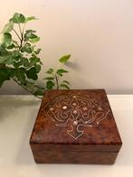 Vintage houten bewaardoosje met parelmoer inleg, Antiek en Kunst, Ophalen of Verzenden