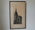 Ets, pentekening, kerk in Loon op Zand, gesigneerd, Ophalen of Verzenden