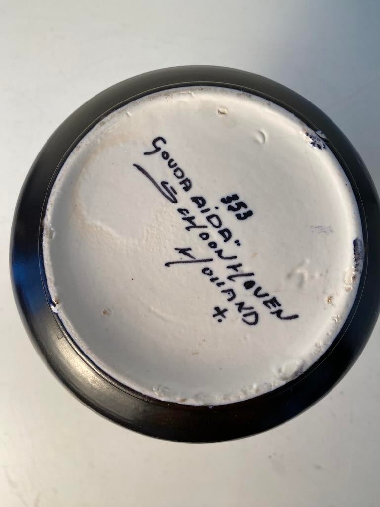 Art Nouveau plateel Aida vaas met bloemmotief, Ophalen of Verzenden