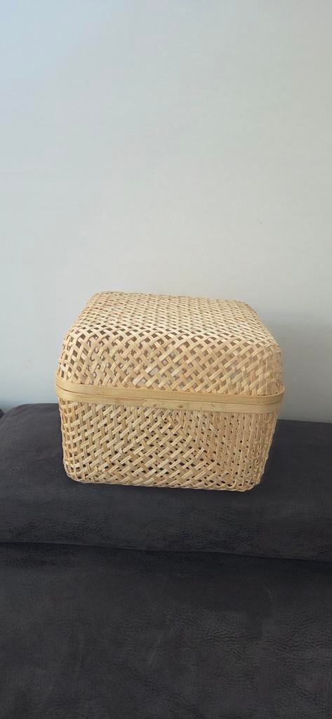 Bamboe Mand met Deksel - Opbergmand, Overige materialen, Minder dan 50 cm, Minder dan 50 cm, Ophalen of Verzenden