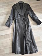 Zwart leren lange Jas, Ophalen, Zwart, Onbekend, Maat 36 (S)