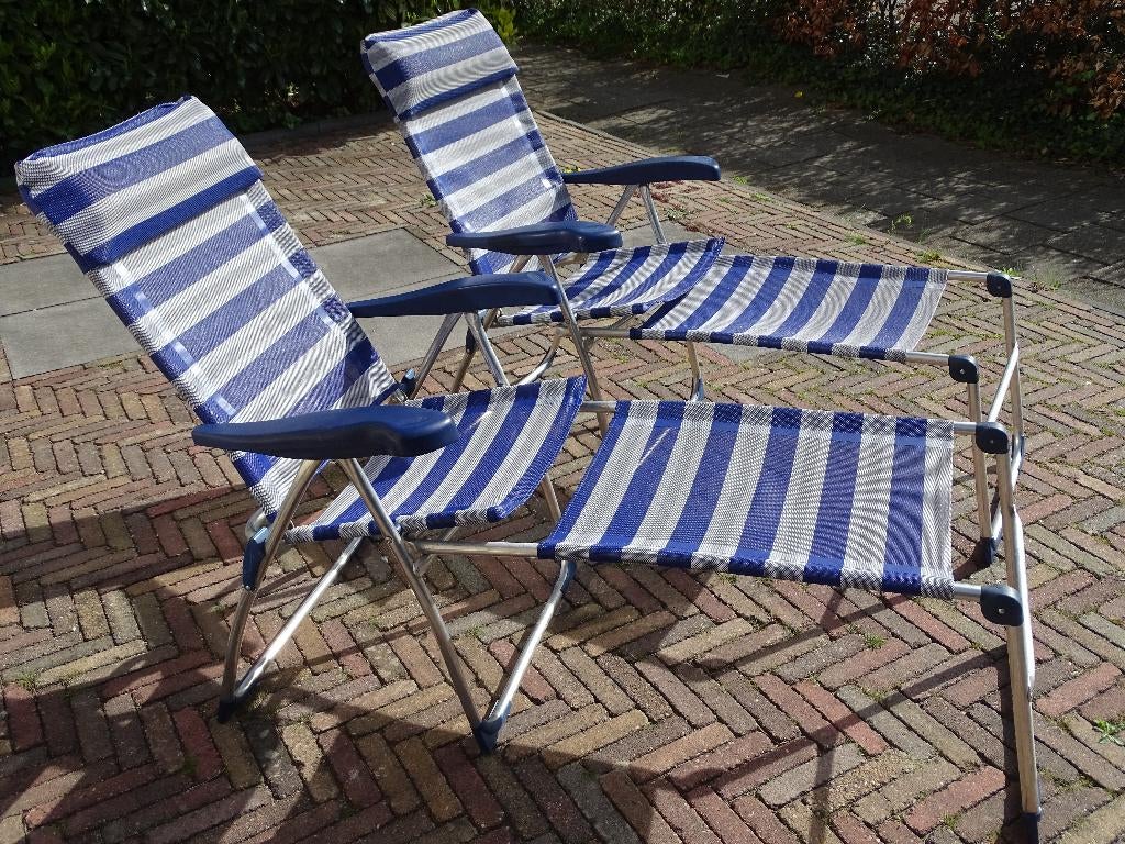 2 stuks campingstoelen merk Crespo met losse voetenbank, Ophalen, Zo goed als nieuw, Campingstoel