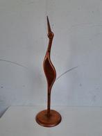 Vintage houten sculptuur gestileerde kraanvogel jaren 60/70, Ophalen of Verzenden