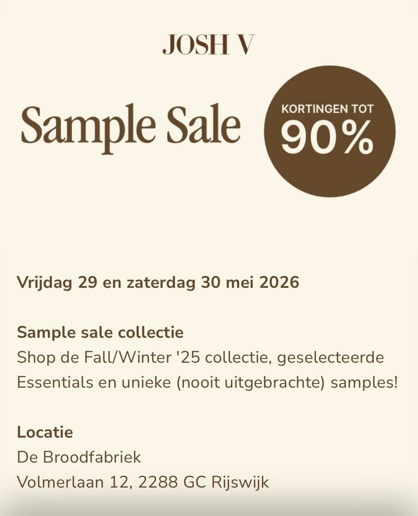 Ticket sample sale Josh V, Eén persoon