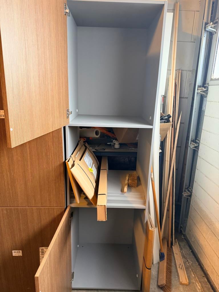 2 Keukenkasten 1 voor inbouwkoelkast en 1 oven 212cm hoog, Ophalen, 200 cm of meer, Nieuw, 50 tot 100 cm