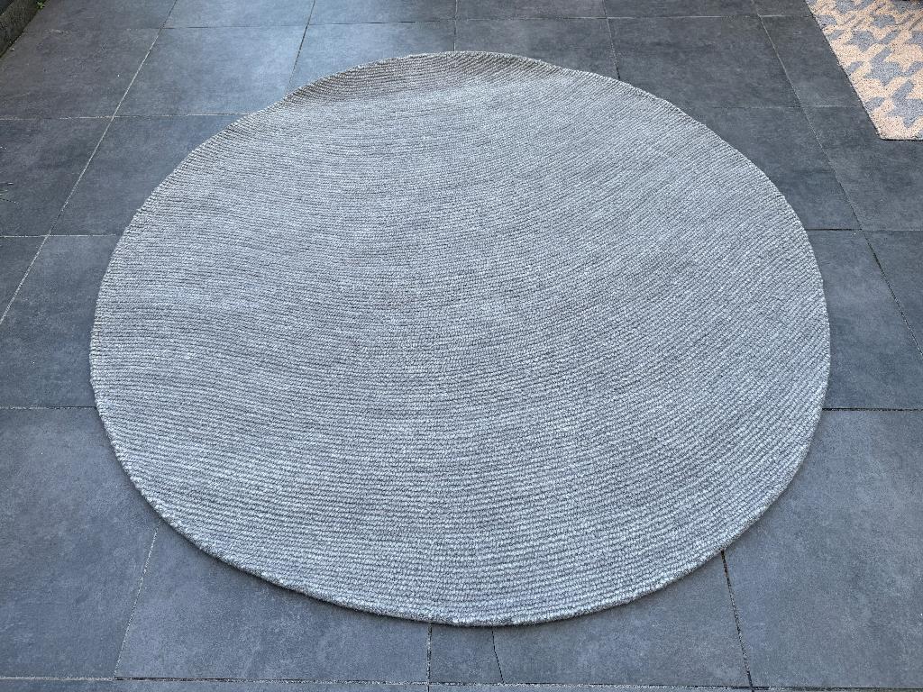 vloerkleed Brink en Campman Ripple 100 % wol 200 cm rond, Rond, Ophalen of Verzenden, Info@b2bcarpets.nl, Grijs