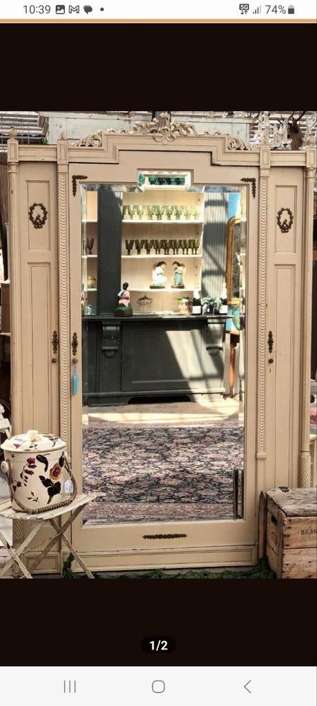 Victoriaanse vintage kast, Antiek en Kunst, Antiek | Spiegels, Minder dan 50 cm, Rechthoekig, Ophalen of Verzenden